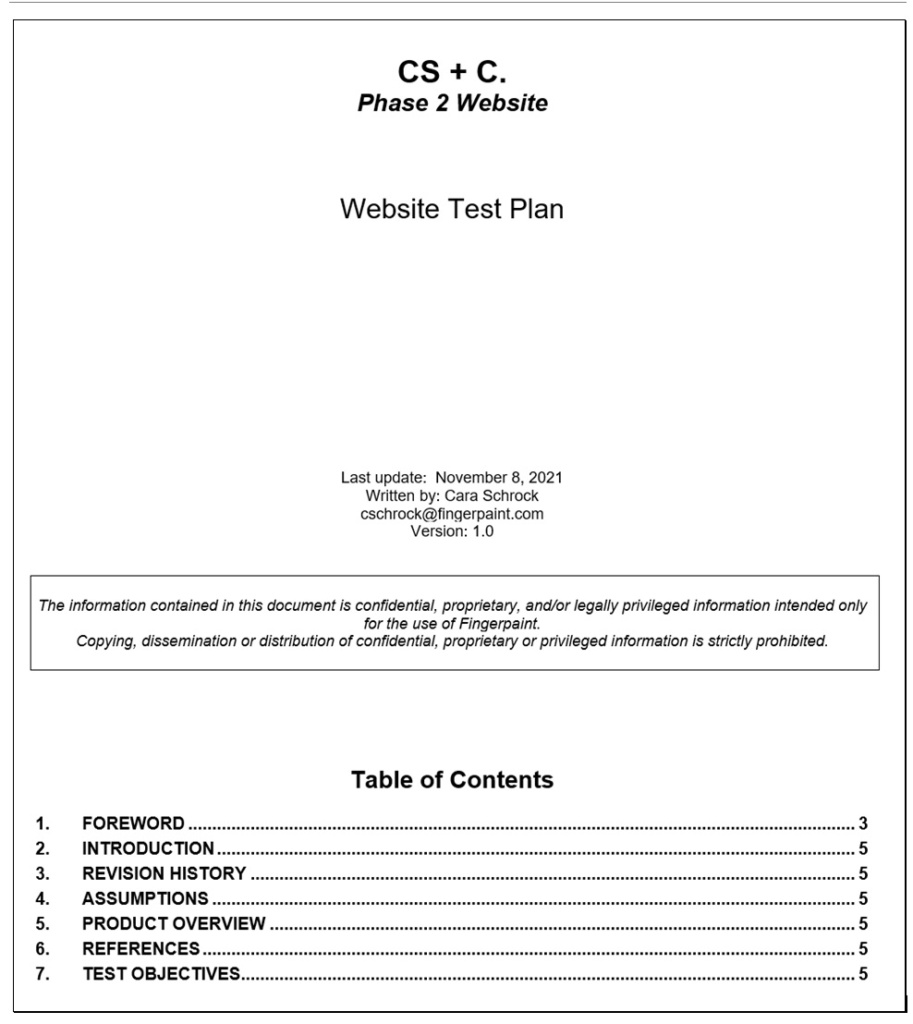 test plan template