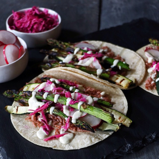Spring Tacos Food Inspo: Grilled Asparagus and Pink Rice Spring Tacos – Cara Schrock
